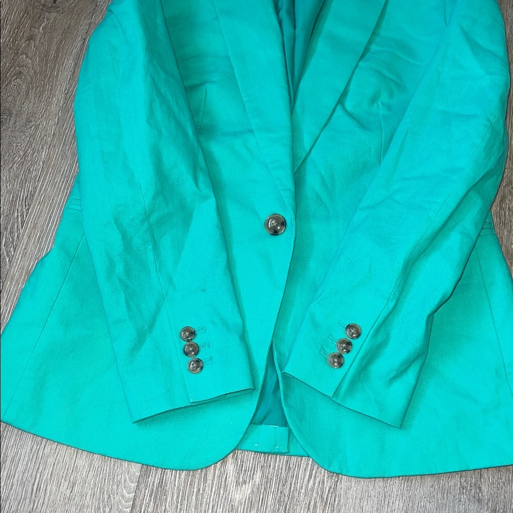 J crew linen blend Vibrant Green Women's Blazer suit jacket size 6 business - Picture 3 of 6